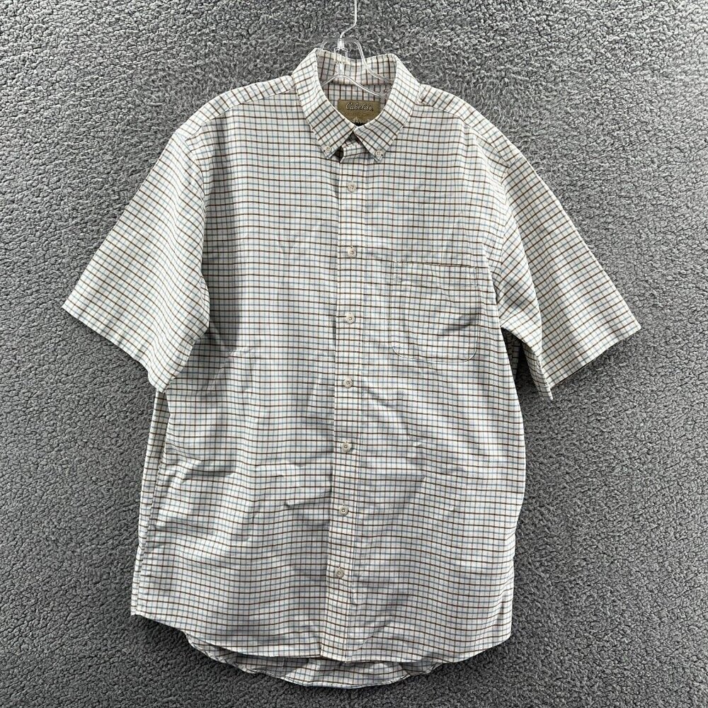 Cabela Outfitter Series Shirt Mens Large Short Sleeve Button Down Plaid *